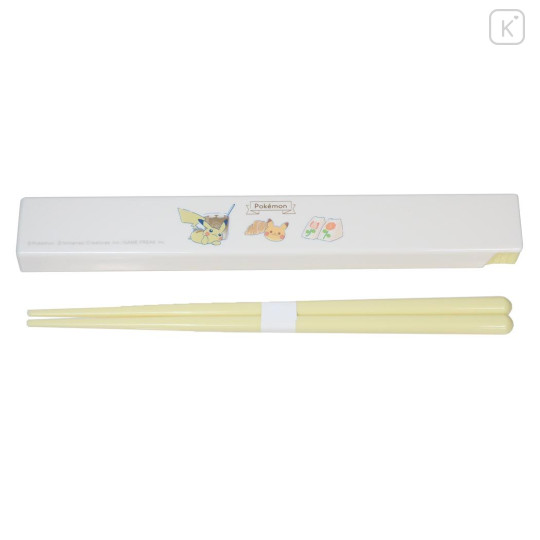 Japan Pokemon 18cm Chopsticks with Case - Pikachu / Enjoy Tea Time - 1
