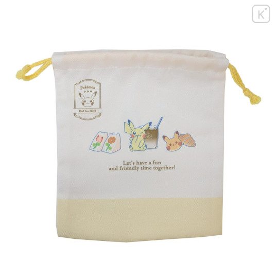 Japan Pokemon Drawstring Bag - Pikachu / Enjoy Tea Time - 1