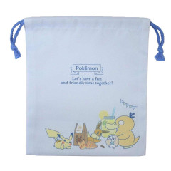 Japan Pokemon Drawstring Bag - Characters / Enjoy Tea Time / Blue