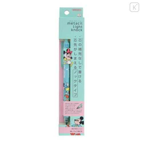 Japan Disney Metacil Light Knock Pencil - Mickey & Minnie / Green & Blue - 1