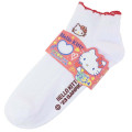 Japan Sanrio Embroidery Rib Socks - Hello Kitty / Pastel Color - 1