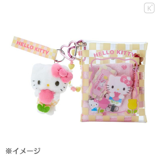 Japan Sanrio Original Clear Pouch - Hello Kitty / Pastel Checker - 4