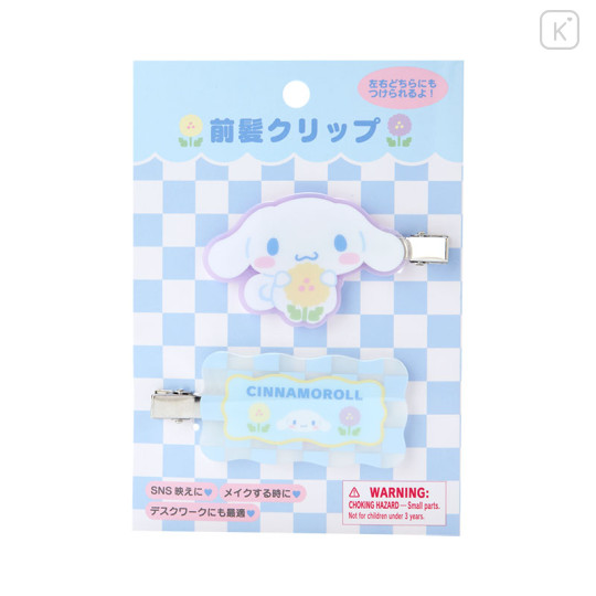 Japan Sanrio Original Bangs Clip 2pcs Set - Cinnamoroll / Pastel Checker - 1