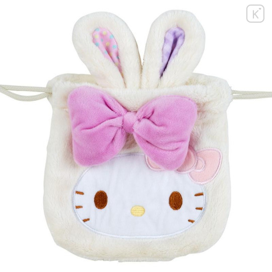 Japan Sanrio Original Drawstring Bag 2pcs Set - Hello Kitty / Easter Rabbit - 4
