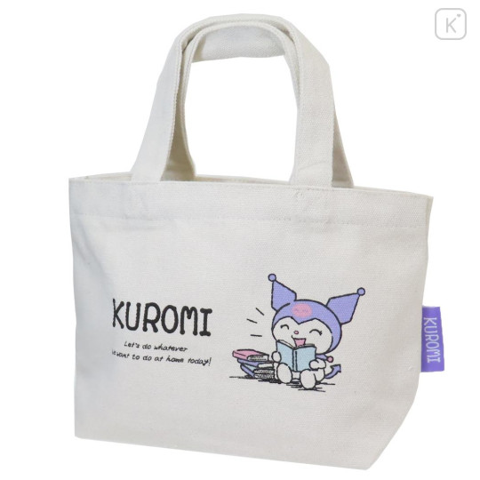 Japan Sanrio Mini Tote Bag - Kuromi / Reading - 1