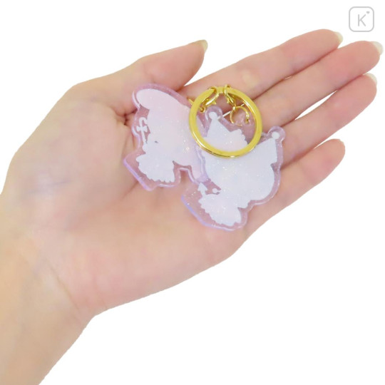 Japan Sanrio Acrylic Charm & Gold Keychain - Lady Kuromi & My Melody - 2