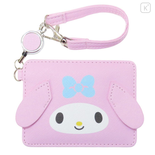 Japan Sanrio Pass Case Card Holder with Reel - My Melody / Pure - 1