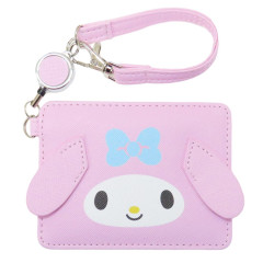 Japan Sanrio Pass Case Card Holder with Reel - My Melody / Pure
