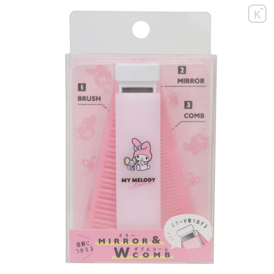 Japan Sanrio Folding Compact Comb & Brush & Mirror - My Melody / Pink - 1