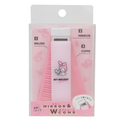 Japan Sanrio Folding Compact Comb & Brush & Mirror - My Melody / Pink