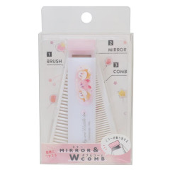 Japan Sanrio Folding Compact Comb & Brush & Mirror - Kirby & Waddle Dee