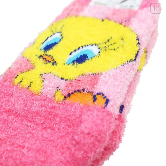 Japan Looney Tunes Fluffy Kid Socks - Tweety / Pink - 2