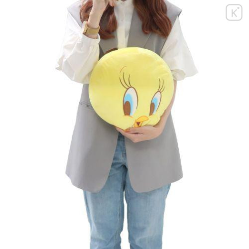 Japan Looney Tunes Fluffy Cushion - Tweety / Face - 4