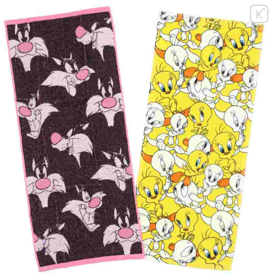 Japan Looney Tunes Face Towel Set of 2 - Tweety & Sylvester - 1