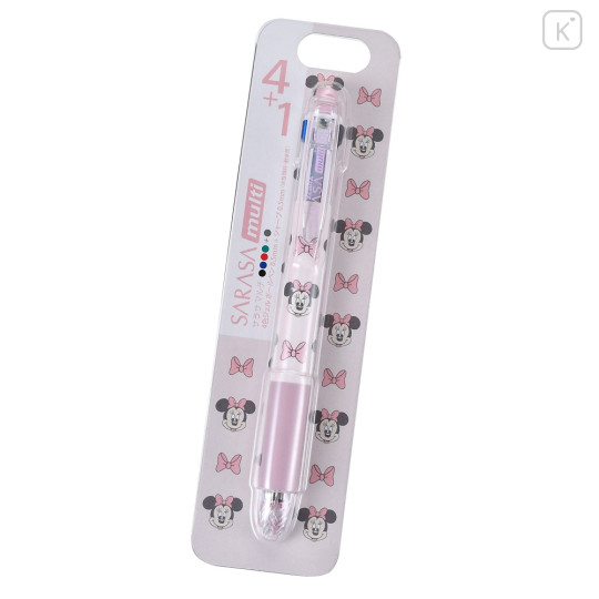 Japan Disney Store Sarasa Multi 4+1 Gel Pen & Mechanical Pencil - Minnie Mouse / Face - 1