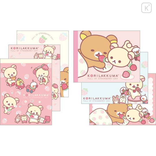 Japan San-X Mini Notepad 2pcs Set - Rilakkuma / Full of Strawberry Day - 1