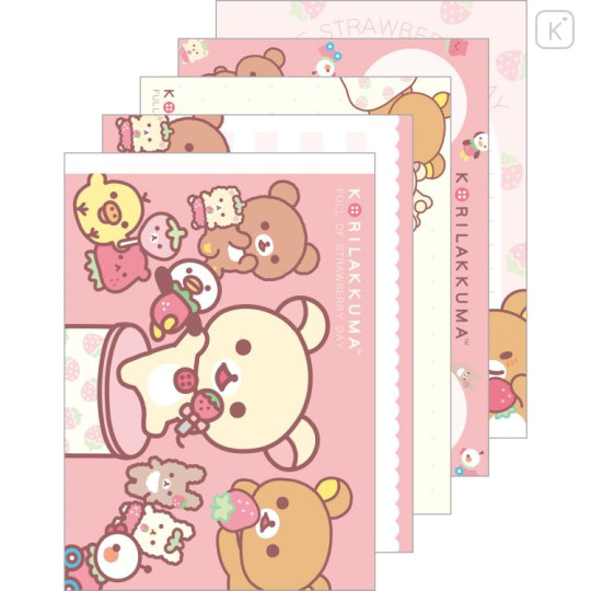 Japan San-X A6 Notepad - Rilakkuma / Full of Strawberry Day B - 1