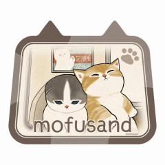 Japan Mofusand Exhibition Vinyl Sticker - Cat / Mofumofu Station / Tired