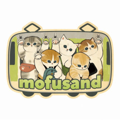Japan Mofusand Exhibition Vinyl Sticker - Cat / Mofumofu Station / Crowded