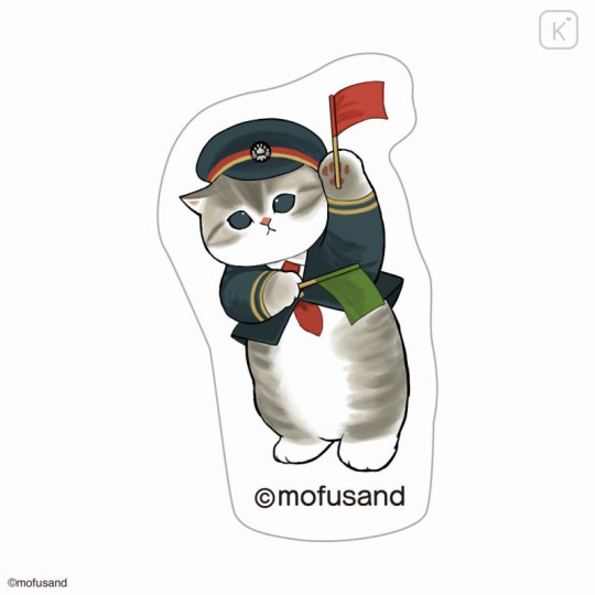 Japan Mofusand Mofumofu Station Sticker For Glass & Mirror - Cat : Flag - 1