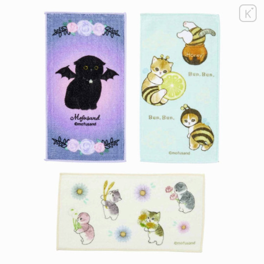 Japan Mofusand Store Mini Towel Set of 3 - Cat / Bee & Flora & Devil - 1