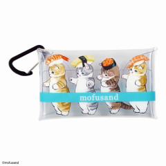 Japan Mofusand Multi Clear Pouch (S) with Carabiner - Cat / Sushi