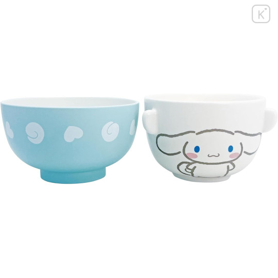 Japan Sanrio Ceramic Tea Bowl & Melamine Soup Bowl Set - Cinnamoroll / Watercolor - 2