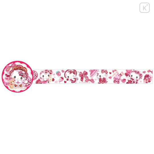 Japan Sanrio × Amenomori Fumika Washi Masking Tape - Hello Kitty / Lolita Sweetheart - 1