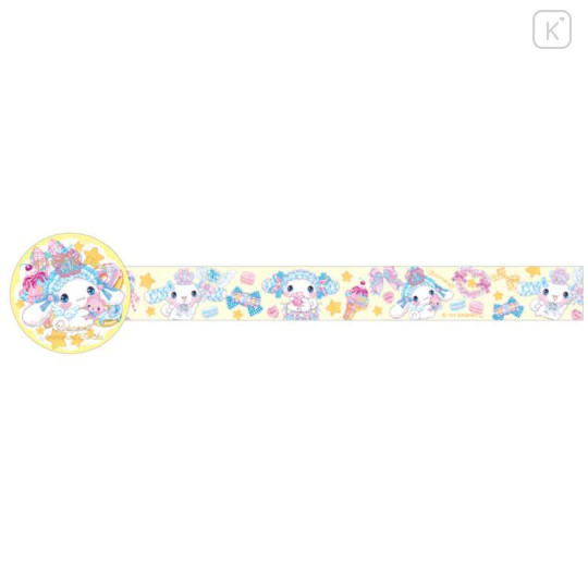 Japan Sanrio × Amenomori Fumika Washi Masking Tape - Cinnamoroll / Lolita Sweetheart Yellow - 1