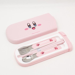 Japan Kirby Chopsticks & Spoon & Fork with Case - Pink