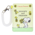 Japan Peanuts Pass Case Card Holder with Coil - Snoopy & Woodstock / Friends Forever Yellow - 1