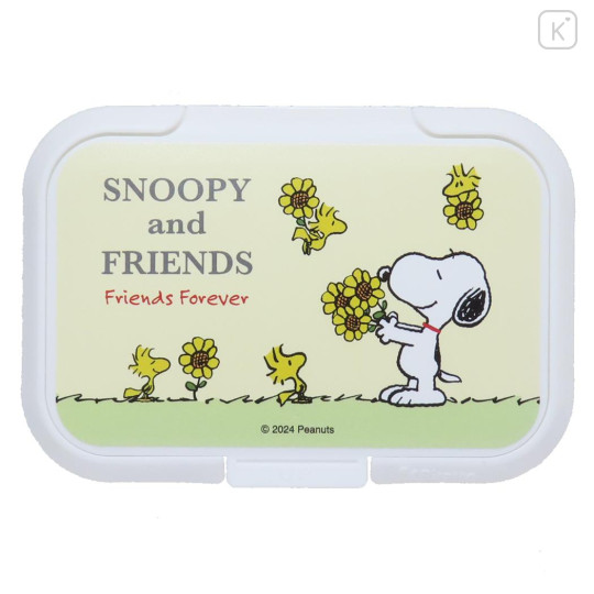 Japan Peanuts Peel-off Wet Tissue Lid (M) - Snoopy & Woodstock / Friends Forever Yellow - 1