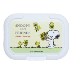 Japan Peanuts Peel-off Wet Tissue Lid (S) - Snoopy & Woodstock / Friends Forever Yellow