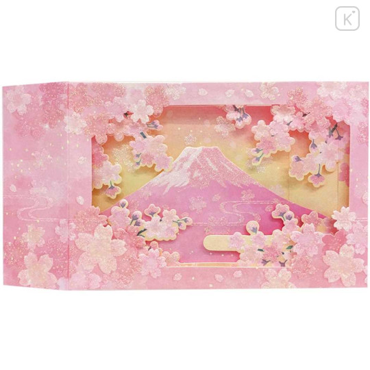 Japan Famous Scenery 3D Greeting Card - Mt. Fuji & Sakura Cherry Blossom / Sunset - 2