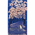 Japan Famous Scenery 3D Greeting Card - Cat & Sakura Cherry Blossom / Night - 2