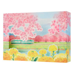 Japan Famous Scenery 3D Greeting Card - Sakura Cherry Blossom / Nanohana Train