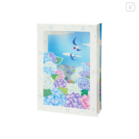 Japan Famous Scenery 3D Greeting Card - Early Summer / Swallows &Hydrangea - 1