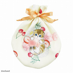 Japan Mofusand Store Drawstring Bag - Cat / Peach Flora Cherry Beige