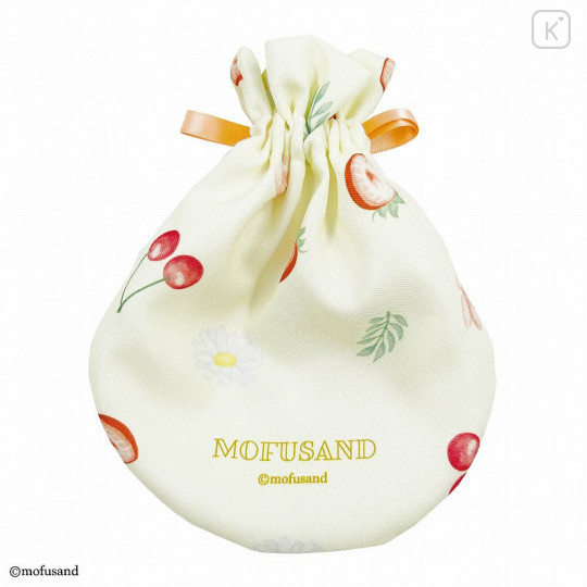 Japan Mofusand Store Drawstring Bag - Cat / Peach Flora Cherry Beige - 4