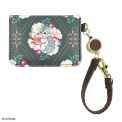 Japan Mofusand Store Bifold Pass Case Card Holder - Cat / Peach Flora Cherry Green