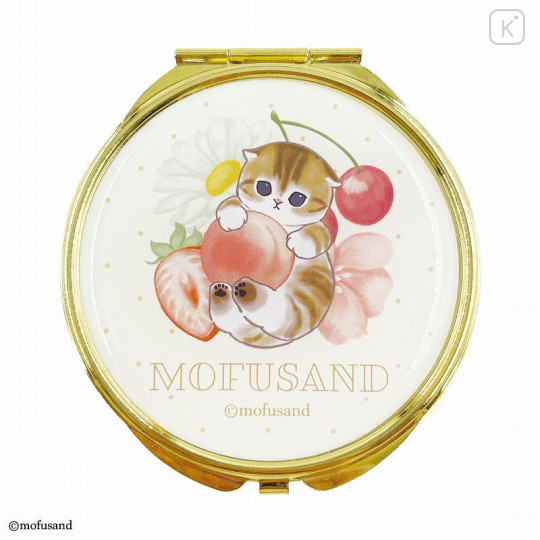 Japan Mofusand Store 2-sided Compact Mirror - Cat / Peach Flora Cherry Beige - 3