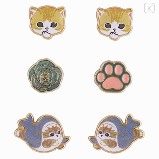 Japan Mofusand Store Magnet Earrings Set - Cat / Shark - 1