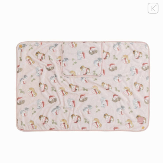 Japan Mofusand Flannel Lap Blanket - Fruit Cat / Strawberry - 1