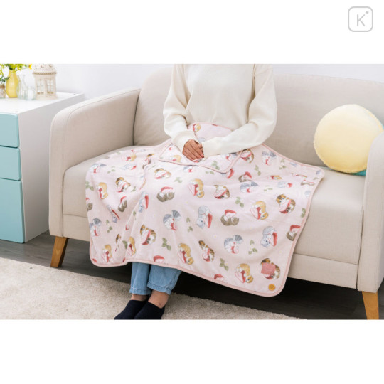 Japan Mofusand Flannel Lap Blanket - Cat / Strawberry - 2