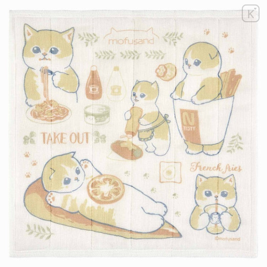Japan Mofusand Kaya Fabric Dishcloth Towel - Cat / Hot Dog French Fries - 1