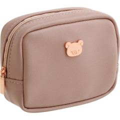Japan San-X Cosmetic Pouch with Heart Mirror - Rilakkuma / Bruise Pink