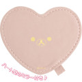 Japan San-X Cosmetic Pouch with Heart Mirror - Rilakkuma / Bruise Pink - 3
