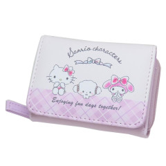 Japan Sanrio Mini Trifold Wallet - Hello Kitty My Melody Cogimyun