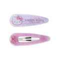 Japan Sanrio Original Kids Hair Pin 2pcs Set - Hello Kitty / Glitter - 1