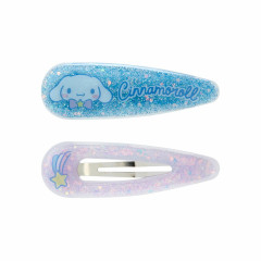 Japan Sanrio Original Kids Hair Pin 2pcs Set - Cinnamoroll / Glitter Blue